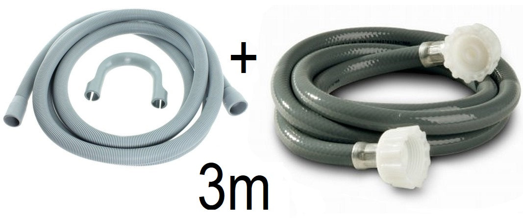 3 m Schlauch-Set: zwei Teile mit weißen Endkupplungen, links und rechts