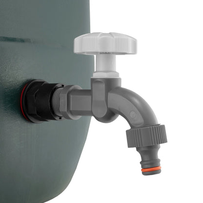 Water butts tap outlet on tank, angled spout and ribbed control knob