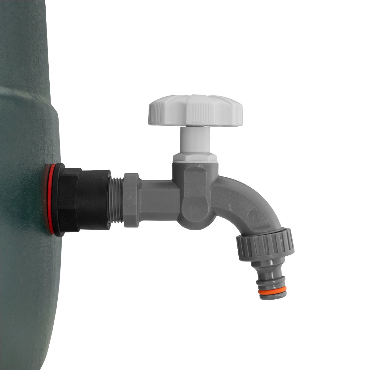 Water butts tap kit 1/2" with spout, connector and orange sealing ring