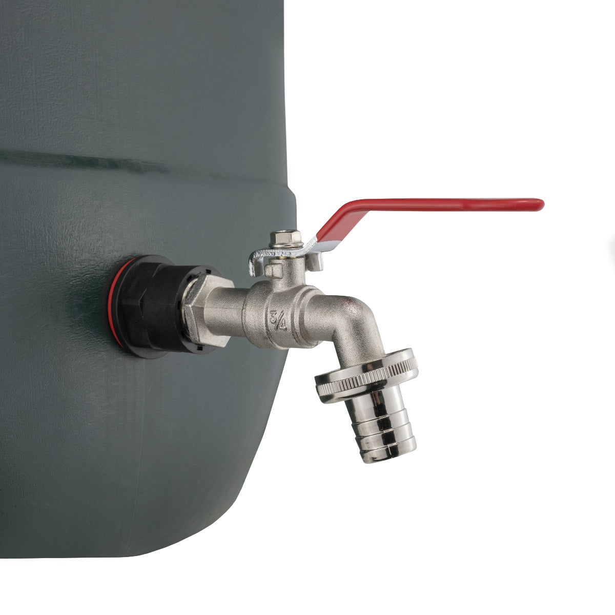 Water Butts kit 3/4" lever tap, 3/4" barb quick-connect outlet