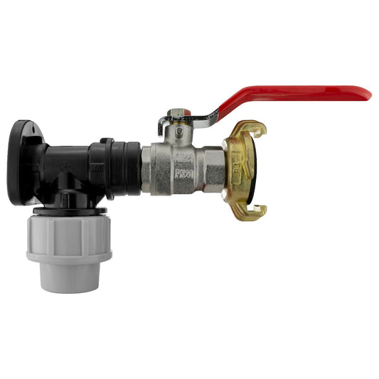 Wall Flange Kit 20mm MDPE, Geka & Lever-Ventil: schwarzer Anschluss mit rotem Hebel
