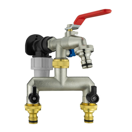 20mm wall flange kit with double tap and triple outlet, metal manifold and valves
