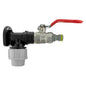 Wall flange kit 20mm MDPE lever valve with red handle and metal valve body