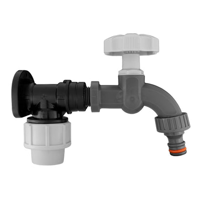 Wall Flange Kit 20 mm mit Bibtap, grauem Körper und schwarzem Auslass