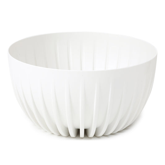 240mm white Mira bowl planter insert pot, ribbed sides and central outlet