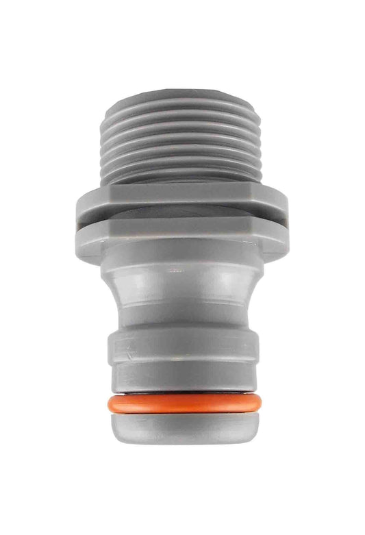 3/4" BSPM male tap connector, grey with orange sealing ring