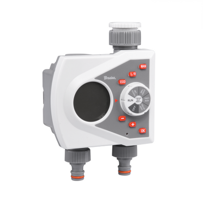 White Line 2-way electronic water timer with LCD screen and control dials